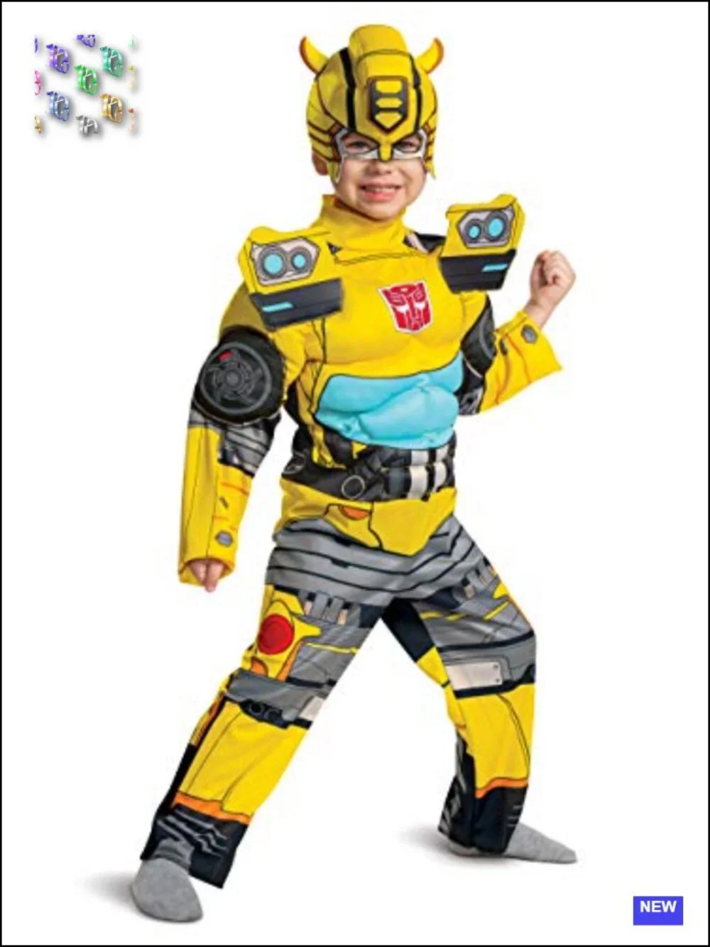 Toddler Boys Transformers Bumblebee Muscle Padded Costume Jumpsuit Medium 3T-4T